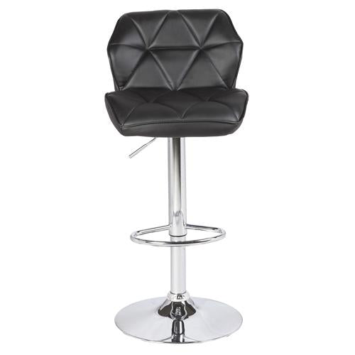 2X Black Bar Stools Faux Leather Mid High Back Adjustable Crome Base Gas Lift Swivel Chairs - ozily
