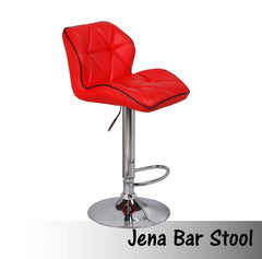 2X Red Bar Stools Faux Leather Mid High Back Adjustable Crome Base Gas Lift Swivel Chairs - ozily