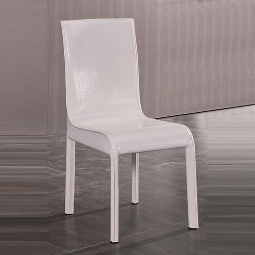 2x Steel Frame White Leatherette Medium High Backrest Dining Chairs with Wooden legs - ozily