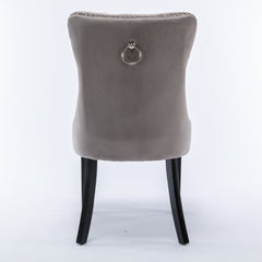 2x Velvet Dining Chairs Upholstered Tufted Kithcen Chair with Solid Wood Legs Stud Trim and Ring-Gray Furniture > Bar Stools & Chairs V226-SW8801GY Online Furniture