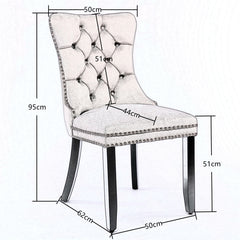 2x Velvet Dining Chairs Upholstered Tufted Kithcen Chair with Solid Wood Legs Stud Trim and Ring-Gray Furniture > Bar Stools & Chairs V226-SW8801GY Online Furniture