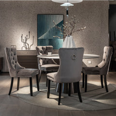 2x Velvet Dining Chairs Upholstered Tufted Kithcen Chair with Solid Wood Legs Stud Trim and Ring-Gray Furniture > Bar Stools & Chairs V226-SW8801GY Online Furniture