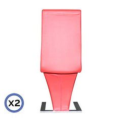 2x Z Shape Red Leatherette Dining Chairs with Stainless Base - ozily