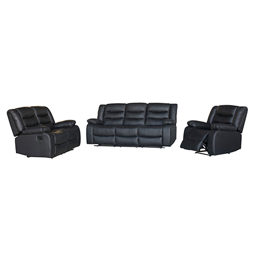 3+2+1 Seater Recliner Sofa In Faux Leather Lounge Couch in Black Furniture > Sofas V43-SET-FAN-3+2+1-BL Online Furniture