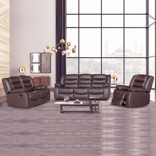 3+2+1 Seater Recliner Sofa In Faux Leather Lounge Couch in Brown Furniture > Sofas V43-SET-FAN-3+2+1-BR Online Furniture