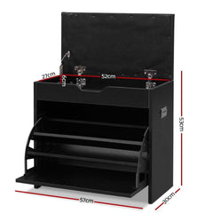 3 Tier Shoe Cabinet Storage Stool Black - ozily