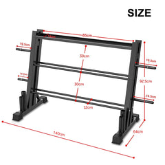 3-Tier Weights and Barbell Storage Rack Barbell Dumbbell Kettlebell Weight Plate Sports & Fitness > Fitness Accessories V201-RACK0003BL8AU Online Furniture