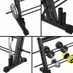 3-Tier Weights and Barbell Storage Rack Barbell Dumbbell Kettlebell Weight Plate Sports & Fitness > Fitness Accessories V201-RACK0003BL8AU Online Furniture