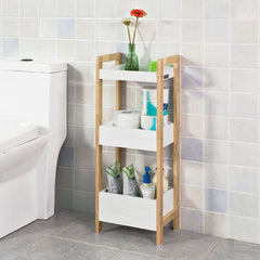 3-Tier White Storage Bathroom Shelf - ozily