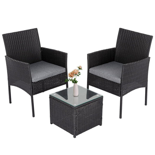 3PC Outdoor Table and Chairs Set &#8211; Black Furniture > Outdoor V264-OTF-520S-BLK Online Furniture