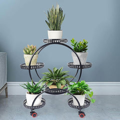 4 Layer 6 Pots Flower Holder Plant Stand Shelf 4-Wheel Free Moving Rack Furniture > Office V63-840601 Online Furniture