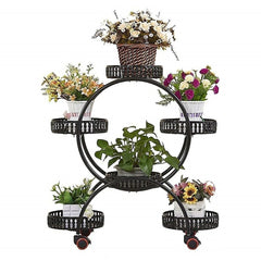 4 Layer 6 Pots Flower Holder Plant Stand Shelf 4-Wheel Free Moving Rack Furniture > Office V63-840601 Online Furniture