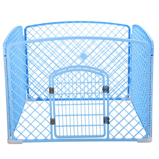 4 Panel Plastic Pet Pen Pet Foldable Fence Dog Fence Enclosure With Gate Blue Pet Care > Dog Supplies V278-BP161-PEN4PANEL-BLUE Online Furniture