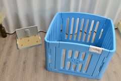 4 Panel Plastic Pet Pen Pet Foldable Fence Dog Fence Enclosure With Gate Blue Pet Care > Dog Supplies V278-BP229-PEN4PANEL-BLUE Online Furniture