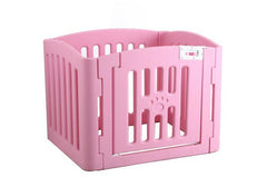 4 Panel Plastic Pet Pen Pet Foldable Fence Dog Fence Enclosure With Gate Pink Pet Care > Dog Supplies V278-BP229-PEN4PANEL-PINK Online Furniture