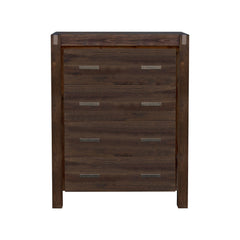 4 Pieces Bedroom Suite in Solid Wood Veneered Acacia Construction Timber Slat Double Size Chocolate Colour Bed, Bedside Table & Tallboy Furniture > Bedroom V43-BDS-NOW-4PC-TBY-DCH Online Furniture