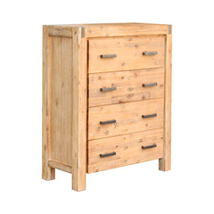 4 Pieces Bedroom Suite in Solid Wood Veneered Acacia Construction Timber Slat King Size Oak Colour Bed, Bedside Table & Tallboy Furniture > Bedroom V43-BDS-NOW-4PC-TBY-KOK Online Furniture