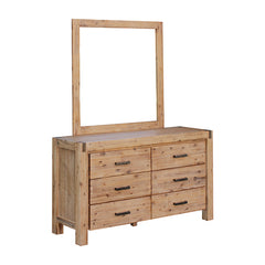 4 Pieces Bedroom Suite in Solid Wood Veneered Acacia Construction Timber Slat Single Size Oak Colour Bed, Bedside Table & Dresser Furniture > Bedroom V43-BDS-NOW-4PC-DRS-SOK Online Furniture