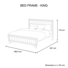 4 Pieces Bedroom Suite King Size Silver Brush in Acacia Wood Construction Bed, Bedside Table & Dresser Furniture > Bedroom V43-BDS-SSH-4PC-DRS-K Online Furniture