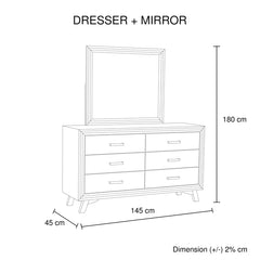 4 Pieces Bedroom Suite King Size Silver Brush in Acacia Wood Construction Bed, Bedside Table & Dresser Furniture > Bedroom V43-BDS-SSH-4PC-DRS-K Online Furniture