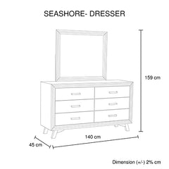 4 Pieces Bedroom Suite Queen Size Silver Brush in Acacia Wood Construction Bed, Bedside Table & Dresser Furniture > Bedroom V43-BDS-SSH-4PC-DRS-Q Online Furniture