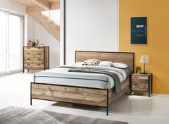 4 Pieces Bedroom Suite with Particle Board Contraction and Metal Legs Queen Size Oak Colour Bed, Bedside Table & Tallboy Furniture > Bedroom V43-BDS-MASQOK-4PC Online Furniture