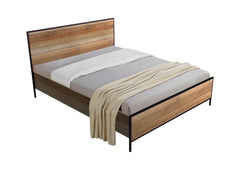 4 Pieces Bedroom Suite with Particle Board Contraction and Metal Legs Queen Size Oak Colour Bed, Bedside Table & Tallboy Furniture > Bedroom V43-BDS-MASQOK-4PC Online Furniture