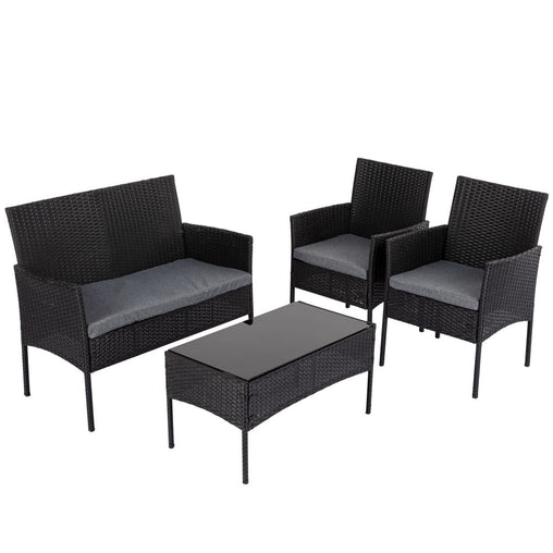 4 Seater Wicker Outdoor Lounge Set - Black Furniture > Outdoor V264-OTF-529S-BLK Online Furniture