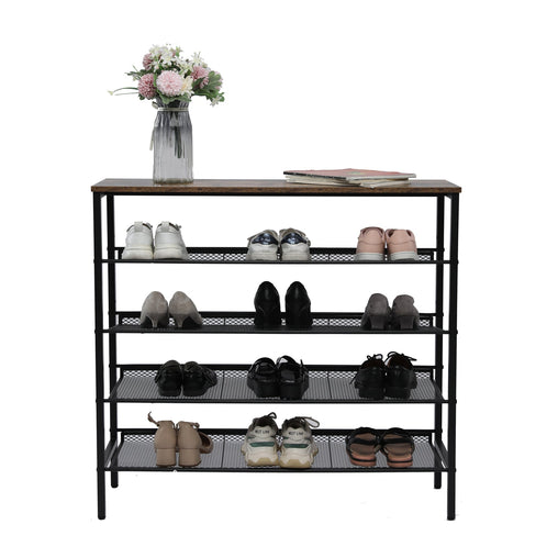 5-Tier Large Shoe Rack Shelf Stand Flat & Slant Adjustable Storage Organizer 100 cm Furniture > Living Room V278-SHOE-RACK-L-100 Online Furniture