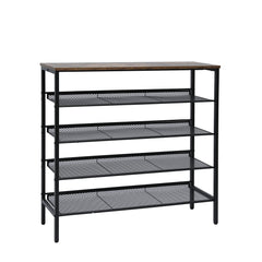 5-Tier Large Shoe Rack Shelf Stand Flat & Slant Adjustable Storage Organizer 100 cm Furniture > Living Room V278-SHOE-RACK-L-100 Online Furniture