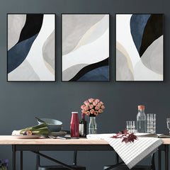 50cmx70cm Abstract Navy Blue 3 Sets Black Frame Canvas Wall Art Home & Garden > Wall Art V207-1338 Online Furniture