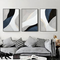 50cmx70cm Abstract Navy Blue 3 Sets Black Frame Canvas Wall Art Home & Garden > Wall Art V207-1338 Online Furniture
