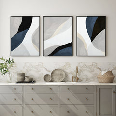 50cmx70cm Abstract Navy Blue 3 Sets Black Frame Canvas Wall Art Home & Garden > Wall Art V207-1338 Online Furniture