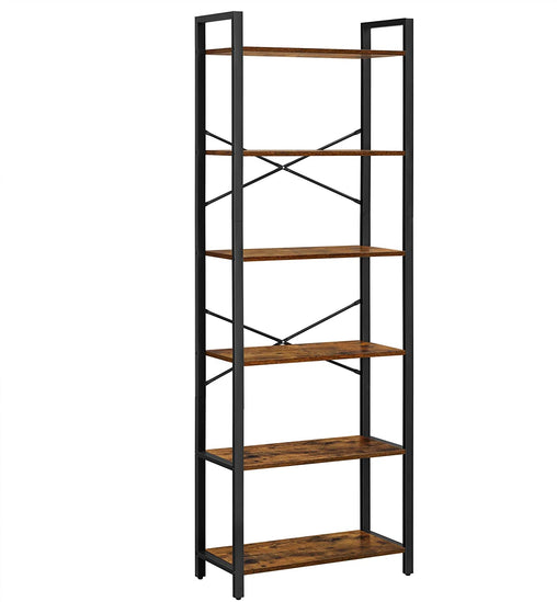 6-Tier Storage Rack with Industrial Style Steel Frame  Rustic Brown and Black, 186 cm High Furniture > Living Room V178-11154 Online Furniture