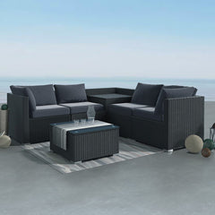 6PCS Outdoor Modular Lounge Sofa Coogee - Black Furniture > Outdoor V264-OTF-508S-BLK Online Furniture