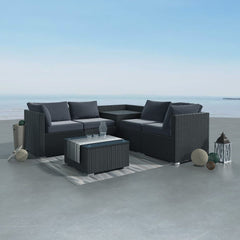 6PCS Outdoor Modular Lounge Sofa Coogee - Black Furniture > Outdoor V264-OTF-508S-BLK Online Furniture