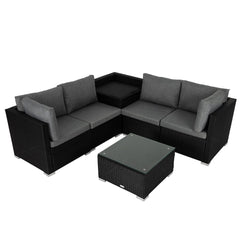 6PCS Outdoor Modular Lounge Sofa Coogee - Black Furniture > Outdoor V264-OTF-508S-BLK Online Furniture