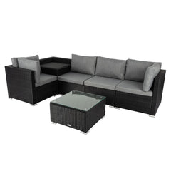 6PCS Outdoor Modular Lounge Sofa Coogee - Black Furniture > Outdoor V264-OTF-508S-BLK Online Furniture