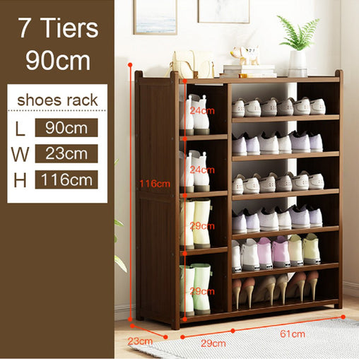 7 Tier Tower Bamboo Wooden Shoe Rack Boot Shelf Stand Storage Organizer Furniture > Office V255-BOOTRACK-7T90-DB Online Furniture