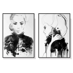 70cmx100cm Watercolor Sketch 2 Sets Black Frame Canvas Wall Art Home & Garden > Wall Art V207-1352 Online Furniture