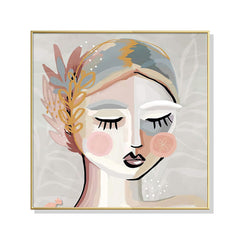 70cmx70cm Calm Girl Gold Frame Canvas Wall Art Home & Garden > Wall Art V207-1445 Online Furniture