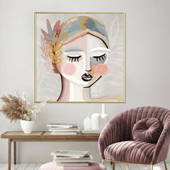 70cmx70cm Calm Girl Gold Frame Canvas Wall Art Home & Garden > Wall Art V207-1445 Online Furniture