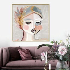 70cmx70cm Calm Girl Gold Frame Canvas Wall Art Home & Garden > Wall Art V207-1445 Online Furniture