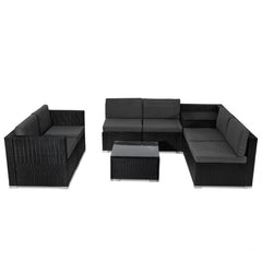 8PCS Outdoor Furniture Modular Lounge Sofa Lizard - Black Furniture > Outdoor V264-OTF-509S-BLK Online Furniture