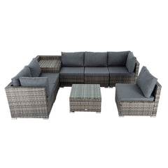 8PCS Outdoor Furniture Modular Lounge Sofa Lizard - Grey Furniture > Outdoor V264-OTF-509S-LGR Online Furniture