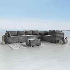 8PCS Outdoor Furniture Modular Lounge Sofa Lizard - Grey Furniture > Outdoor V264-OTF-509S-LGR Online Furniture