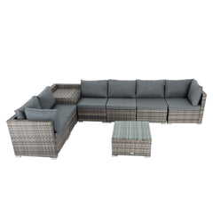 8PCS Outdoor Furniture Modular Lounge Sofa Lizard - Grey Furniture > Outdoor V264-OTF-509S-LGR Online Furniture