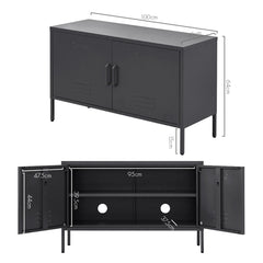 ArtissIn Buffet Sideboard Locker Metal Storage Cabinet - BASE Charcoal - ozily