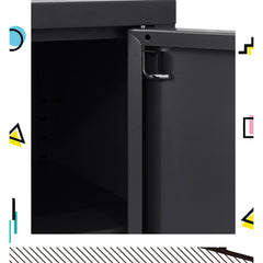 ArtissIn Buffet Sideboard Locker Metal Storage Cabinet - BASE Charcoal - ozily