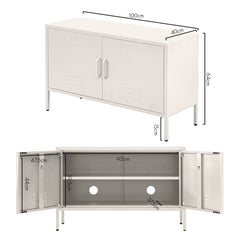ArtissIn Buffet Sideboard Locker Metal Storage Cabinet - BASE White - ozily